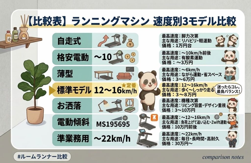 ルームランナーの種類7種類