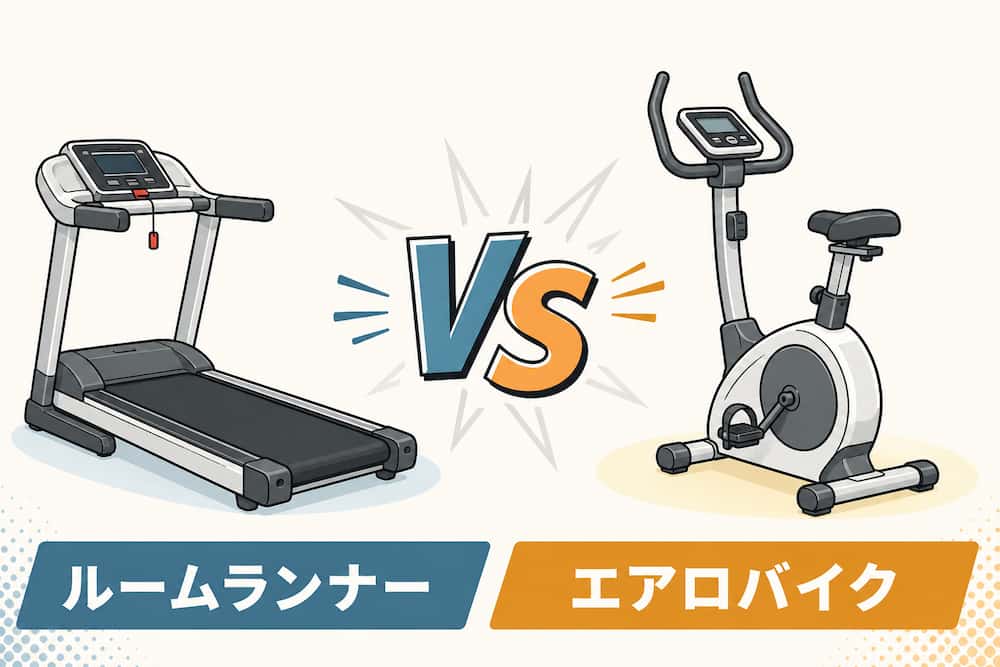 ルームランナーVSエアロバイクのイラスト